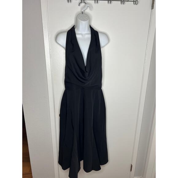 Harlyn Dresses & Skirts - Harlyn Plunging Neckline Fit & Flare Halter Dress Black NEW ~ Size L